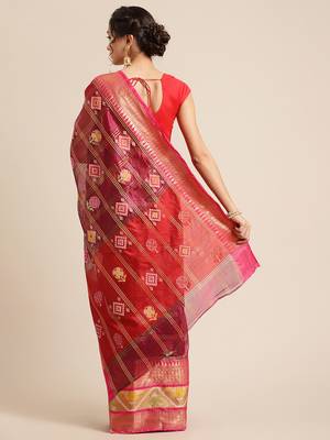 Magenta Art Silk woven saree with blouse 2