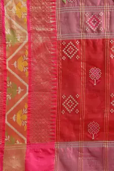 Magenta Art Silk woven saree with blouse