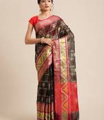 Black Art Silk woven saree with blouse