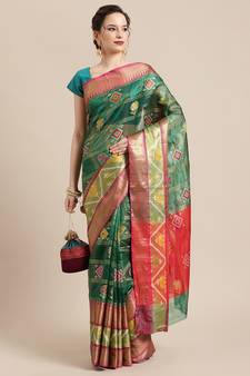 Green Art Silk woven saree with blouse