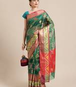 Green Art Silk woven saree with blouse