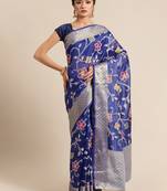 BLUE Art Silk woven saree with blouse