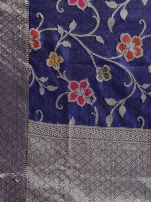 BLUE Art Silk woven saree with blouse 5