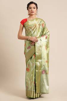 Green Tissue  woven saree with blouse