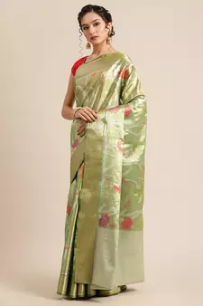 Green Tissue  woven saree with blouse