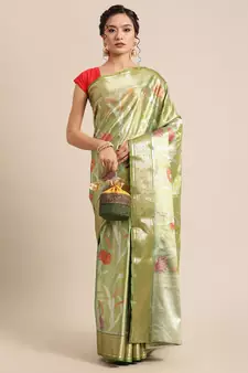 Green Tissue  woven saree with blouse