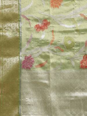 Green Tissue  woven saree with blouse 5