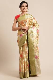 Gold Tissue  woven saree with blouse