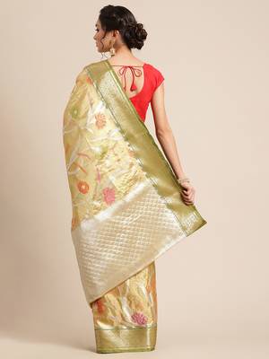 Gold Tissue  woven saree with blouse 2