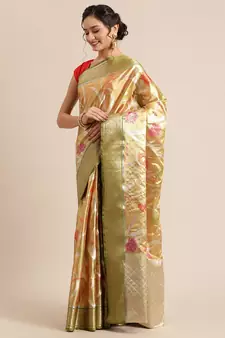 Gold Tissue  woven saree with blouse