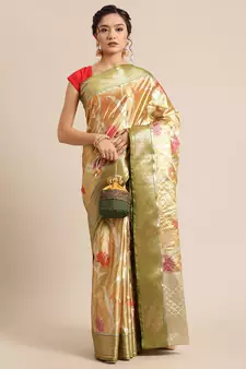 Gold Tissue  woven saree with blouse