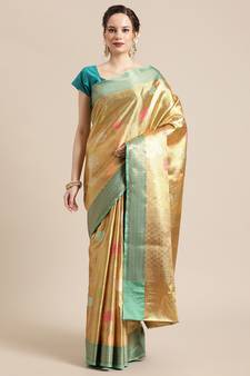 Gold Tissue  woven saree with blouse