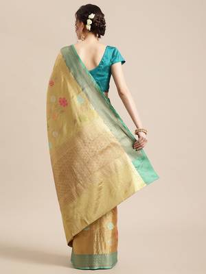 Gold Tissue  woven saree with blouse 2