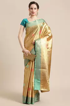 Gold Tissue  woven saree with blouse