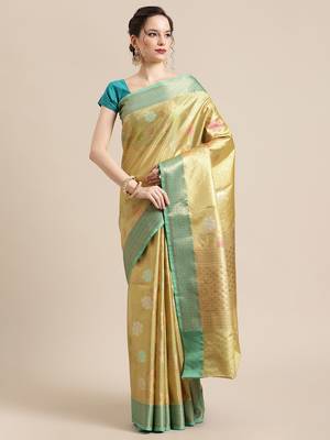 Gold Art Silk woven saree with blouse 1
