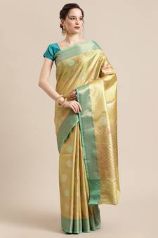 Gold Art Silk woven saree with blouse