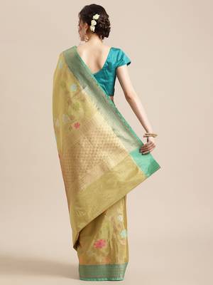 Gold Art Silk woven saree with blouse 2