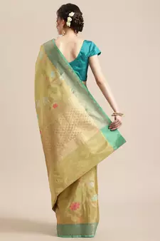 Gold Art Silk woven saree with blouse