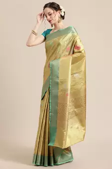 Gold Art Silk woven saree with blouse
