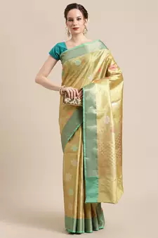 Gold Art Silk woven saree with blouse