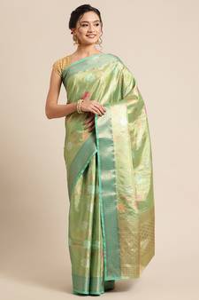 Gold Art Silk woven saree with blouse