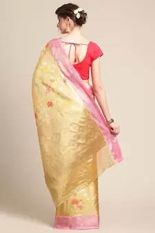 Gold Art Silk woven saree with blouse