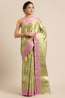 Gold Art Silk woven saree with blouse