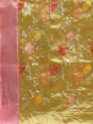 Gold Art Silk woven saree with blouse 5