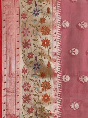 Magenta Art Silk woven saree with blouse 3