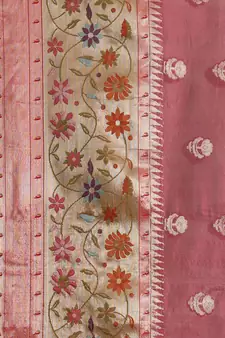 Magenta Art Silk woven saree with blouse