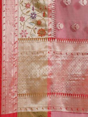 Magenta Art Silk woven saree with blouse 4