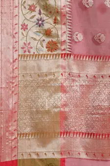 Magenta Art Silk woven saree with blouse