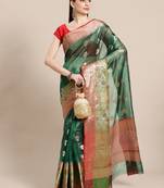 Green Art Silk woven saree with blouse