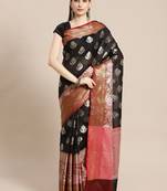 Black Art Silk woven saree with blouse