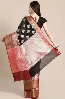 Black Art Silk woven saree with blouse
