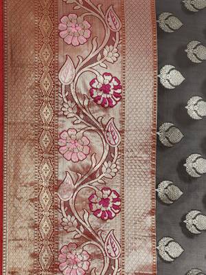 Black Art Silk woven saree with blouse 3