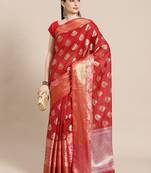 Maroon Art Silk woven saree with blouse
