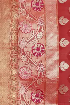 Maroon Art Silk woven saree with blouse