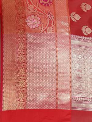 Maroon Art Silk woven saree with blouse 4