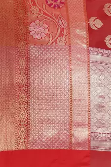Maroon Art Silk woven saree with blouse