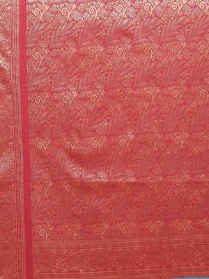 blue silk woven saree with blouse 5