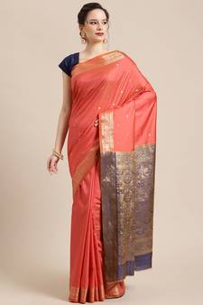 red silk woven saree with blouse