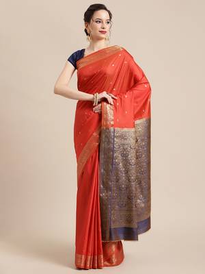 red silk woven saree with blouse 1