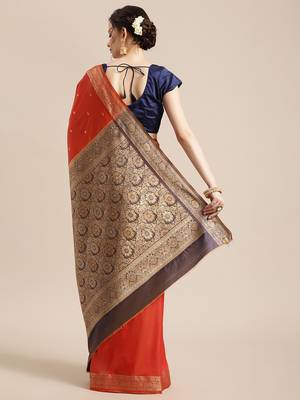 red silk woven saree with blouse 2