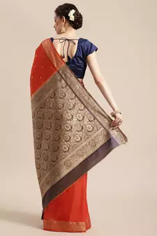 red silk woven saree with blouse