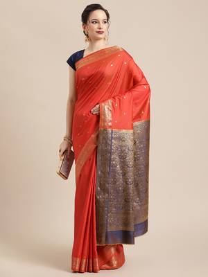 red silk woven saree with blouse 4