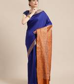 Blue silk woven saree with blouse