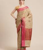 Beige Tissue  woven saree with blouse