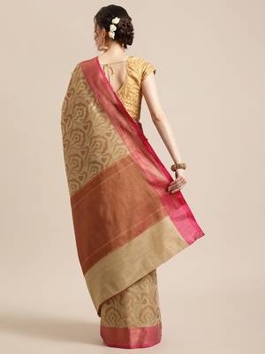 Beige Tissue  woven saree with blouse 2