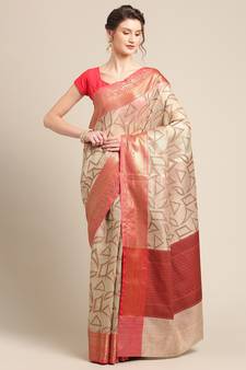 Beige Tissue  woven saree with blouse
